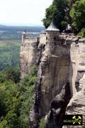 Der Königstein bei  Königstein im Elbsandsteingebirge, Sachsen, (D) - Schrammstein-Formation (KSr3) Stufe d (17) 17. Juli 2005.jpg